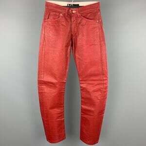 ANDREW MACKENZIE Size 28 Red Coated Denim Zip Fly Jeans